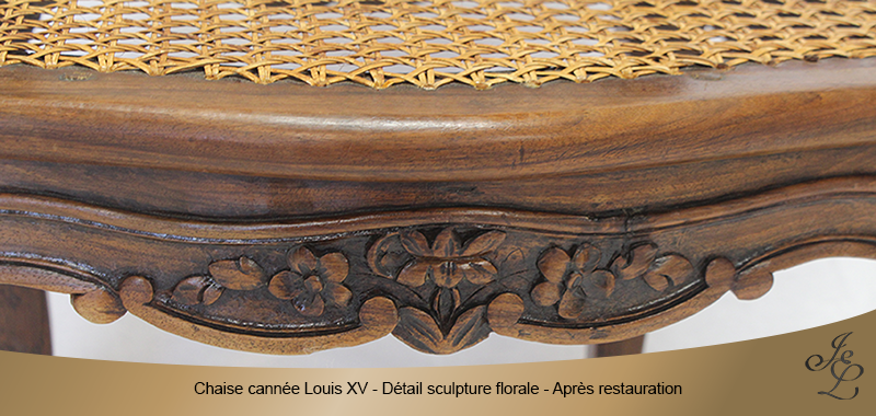 04-Chaise cannée Louis XV détail sculpture florale