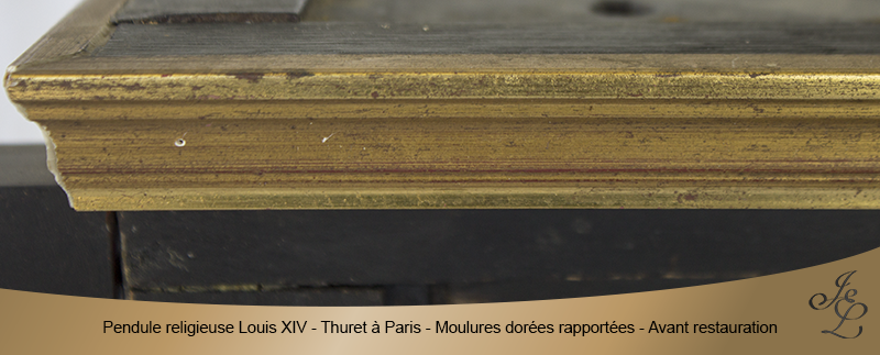 04-Pendule religieuse Louis XIV - Thuret à Paris - Moulures dorées rapportées - Avant restauration