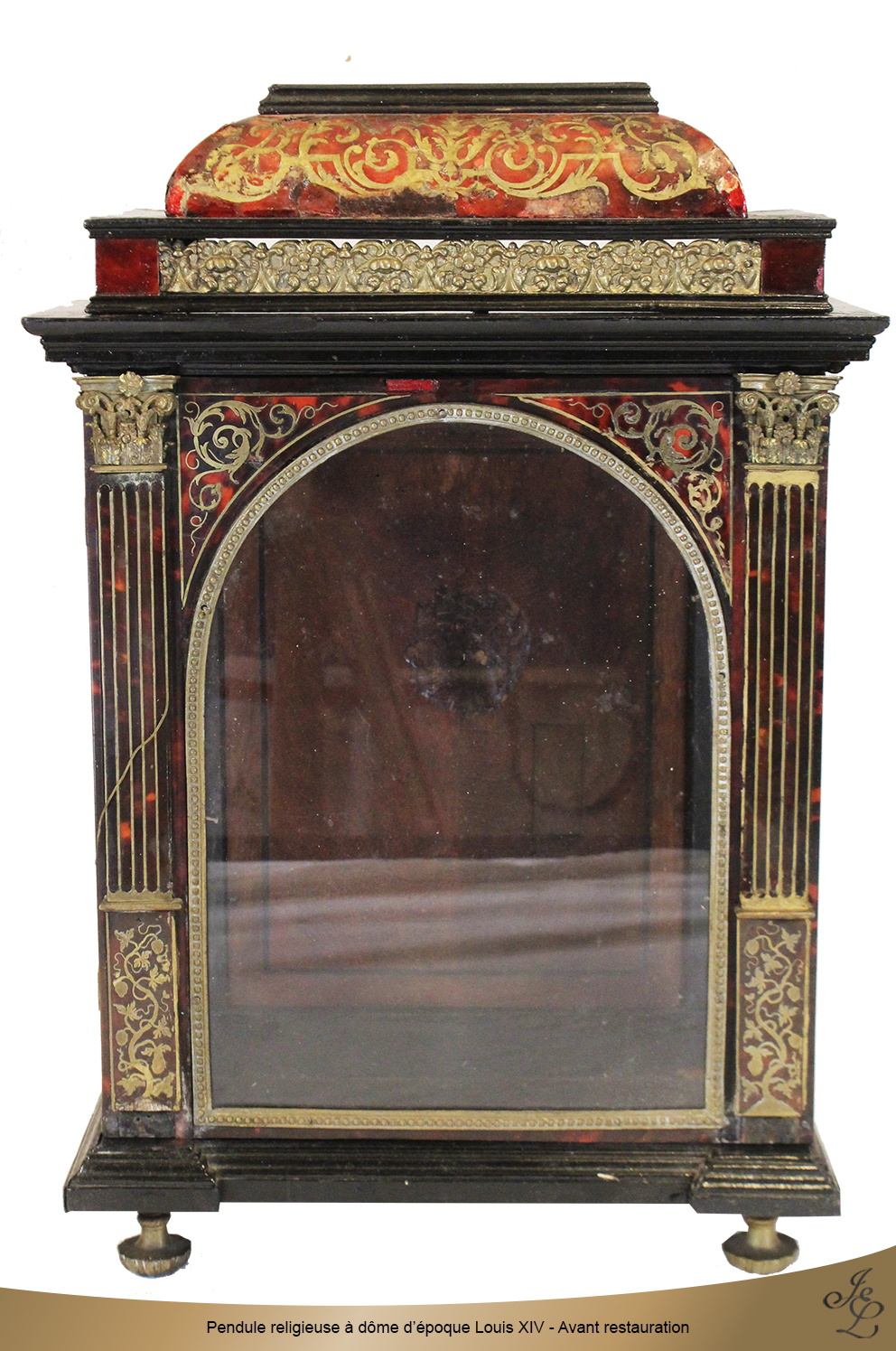 Pendule religieuse à dôme d’époque Louis XIV - Avant restauration
