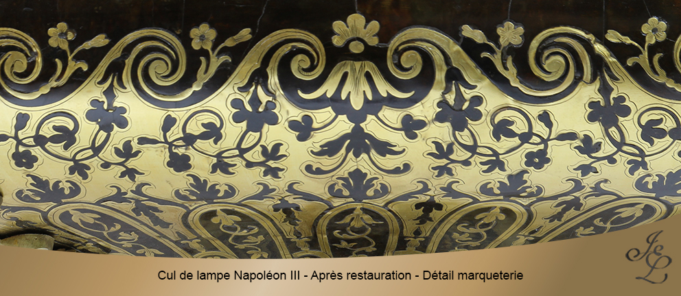 Cul de lampe Napoléon III - Après restauration - Détail marqueterie